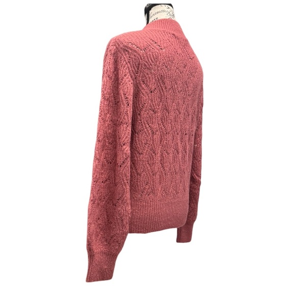 Heartloom Women's Pointelle Balloon Sleeve Pullover Sweater. Blush/Pink. Small - Picture 6 of 11
